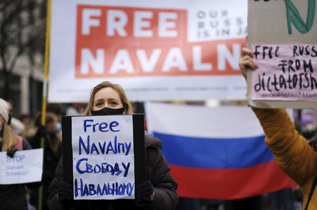 Demonstration für die Freilassung Alexej Nawalnys in Berlin