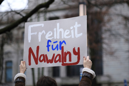 Demonstration für die Freilassung Alexej Nawalnys in Berlin