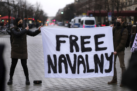 Demonstration für die Freilassung Alexej Nawalnys in Berlin