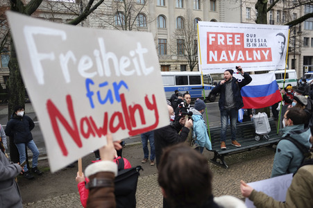 Demonstration für die Freilassung Alexej Nawalnys in Berlin