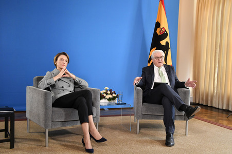 Bundespräsident Steinmeier im Gespräch mit Studenten in Berlin