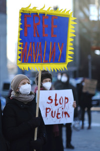 Demonstration für die Freilassung von Nawalny und gegen Putin in Berlin