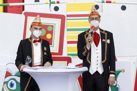 Vorstellung der Wagen des Kölner Rosenmontagszuges 2021