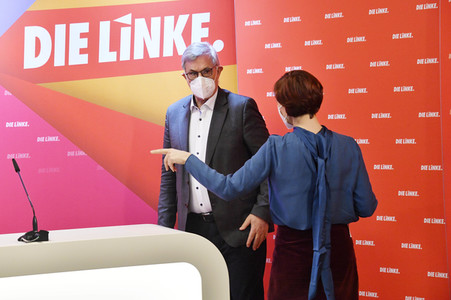 Pressekonferenz zum Wahlprogramm der Partei Die Linke in Berlin