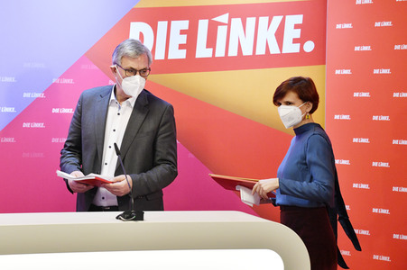 Pressekonferenz zum Wahlprogramm der Partei Die Linke in Berlin