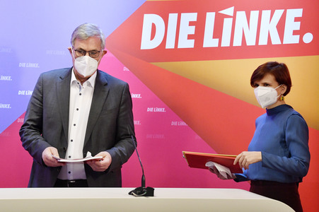 Pressekonferenz zum Wahlprogramm der Partei Die Linke in Berlin