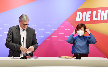 Pressekonferenz zum Wahlprogramm der Partei Die Linke in Berlin