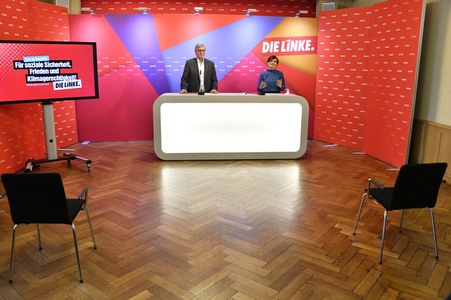 Pressekonferenz zum Wahlprogramm der Partei Die Linke in Berlin