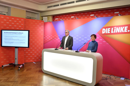Pressekonferenz zum Wahlprogramm der Partei Die Linke in Berlin