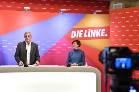 Pressekonferenz zum Wahlprogramm der Partei Die Linke in Berlin