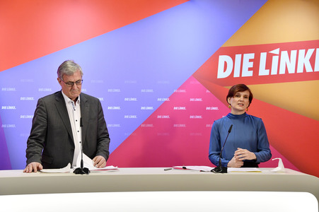 Pressekonferenz zum Wahlprogramm der Partei Die Linke in Berlin