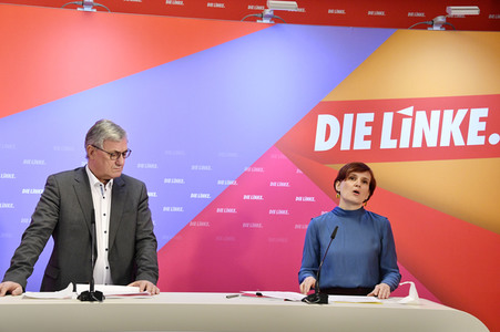 Pressekonferenz zum Wahlprogramm der Partei Die Linke in Berlin