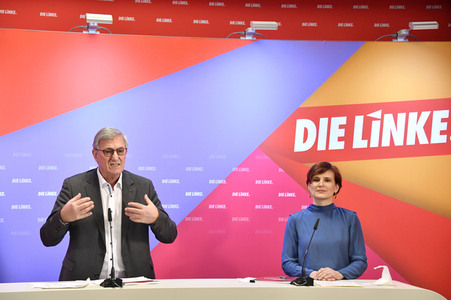 Pressekonferenz zum Wahlprogramm der Partei Die Linke in Berlin