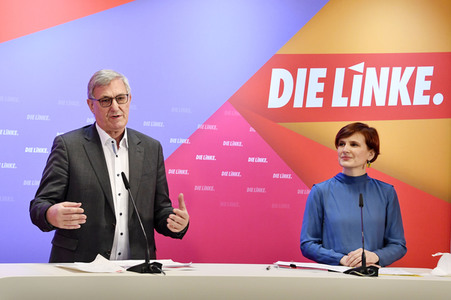 Pressekonferenz zum Wahlprogramm der Partei Die Linke in Berlin