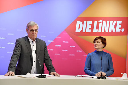 Pressekonferenz zum Wahlprogramm der Partei Die Linke in Berlin