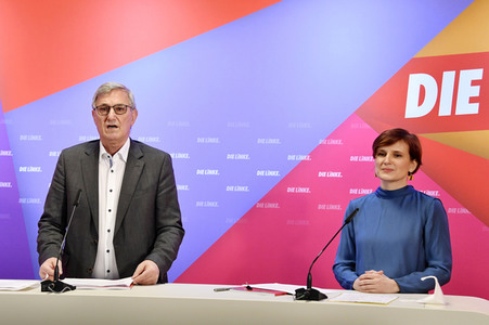 Pressekonferenz zum Wahlprogramm der Partei Die Linke in Berlin