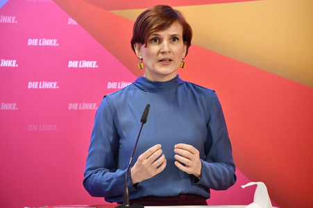 Pressekonferenz zum Wahlprogramm der Partei Die Linke in Berlin
