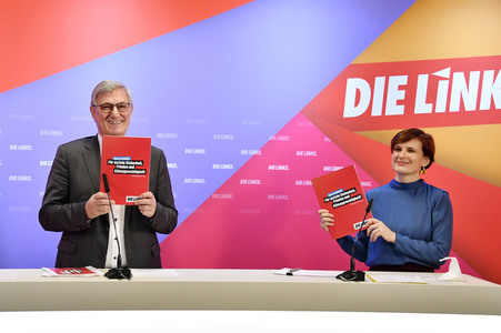 Pressekonferenz zum Wahlprogramm der Partei Die Linke in Berlin