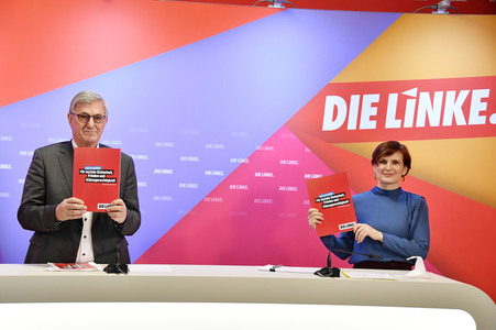 Pressekonferenz zum Wahlprogramm der Partei Die Linke in Berlin