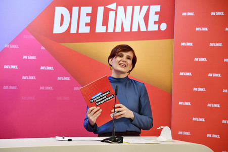 Pressekonferenz zum Wahlprogramm der Partei Die Linke in Berlin