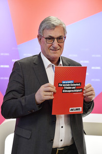 Pressekonferenz zum Wahlprogramm der Partei Die Linke in Berlin