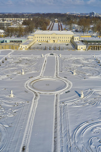 Luftbild der Herrenhäuser Gärten in Hannover