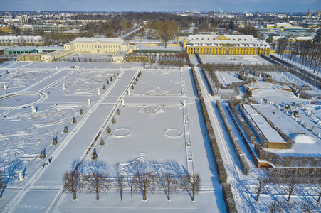 Luftbild der Herrenhäuser Gärten in Hannover