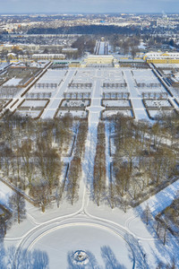 Luftbild der Herrenhäuser Gärten in Hannover