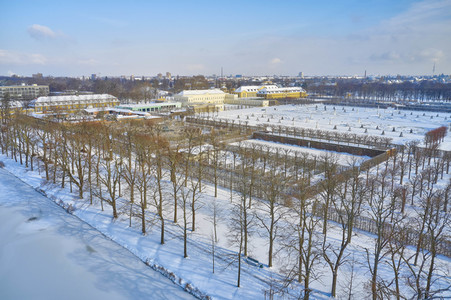 Luftbild der Herrenhäuser Gärten in Hannover