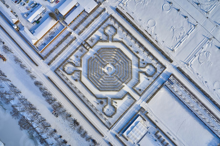 Luftbild der Herrenhäuser Gärten in Hannover