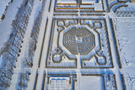 Luftbild der Herrenhäuser Gärten in Hannover