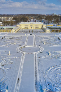 Luftbild der Herrenhäuser Gärten in Hannover