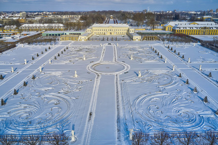 Luftbild der Herrenhäuser Gärten in Hannover
