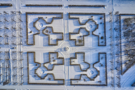 Luftbild der Herrenhäuser Gärten in Hannover