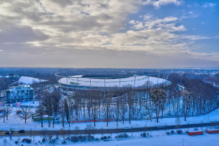 Luftbild der HDI Arena in Hannover