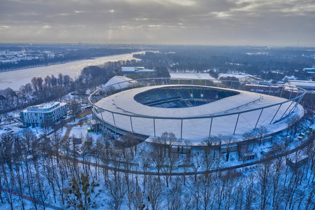 Luftbild der HDI Arena in Hannover