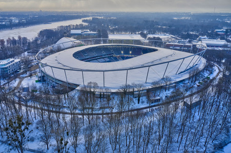 Luftbild der HDI Arena in Hannover