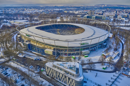 Luftbild der HDI Arena in Hannover
