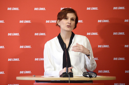 Pressekonferenz mit Katja Kipping in Berlin
