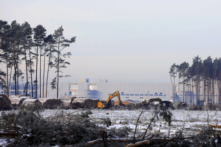 Baustelle der Tesla Gigafactory 4 in Grünheide
