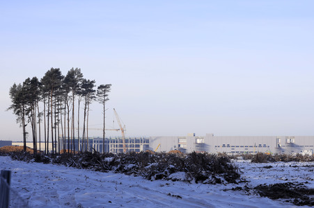 Baustelle der Tesla Gigafactory 4 in Grünheide