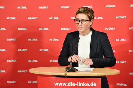 Pressekonferenz mit den neuen Vorsitzenden der Partei Die Linke in Berlin