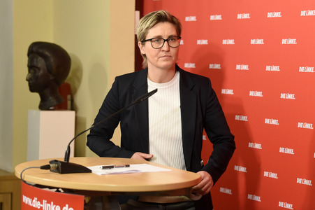 Pressekonferenz mit den neuen Vorsitzenden der Partei Die Linke in Berlin