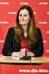 Pressekonferenz mit den neuen Vorsitzenden der Partei Die Linke in Berlin