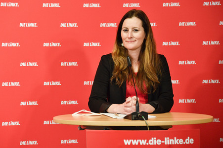 Pressekonferenz mit den neuen Vorsitzenden der Partei Die Linke in Berlin