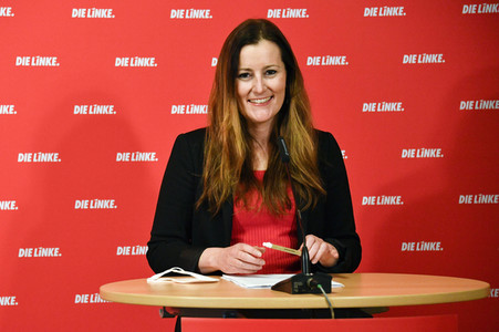 Pressekonferenz mit den neuen Vorsitzenden der Partei Die Linke in Berlin