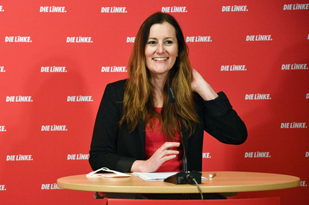 Pressekonferenz mit den neuen Vorsitzenden der Partei Die Linke in Berlin