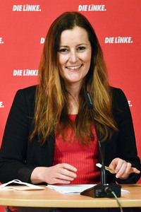 Pressekonferenz mit den neuen Vorsitzenden der Partei Die Linke in Berlin