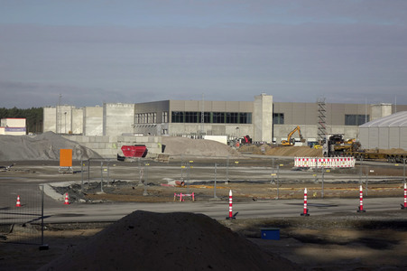 Baustelle der Tesla Gigafactory 4 in Grünheide