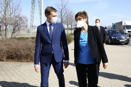 Pressetermin mit Annegret Kramp-Karrenbauer und Michael Kretschmer in Boxberg